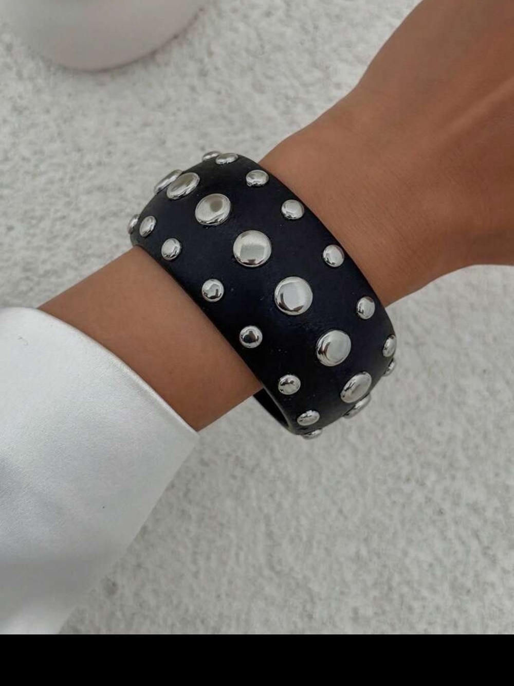 Black Studded Bangle Bracelet - Stylish Women's Accessory